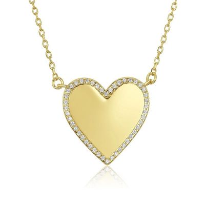 White CZ Heart Necklace 16" Personalised Love Heart Necklace