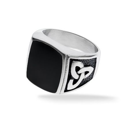 Black Enamel Mens Stainless Wedding Bands Size 5 - 10 Stainless Steel Wedding Band