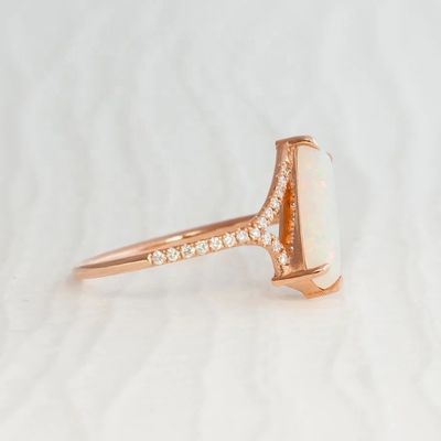 Baguette Cut Opal Snow Track Ring Size 4-Size 10 925 Sterling Silver Ring