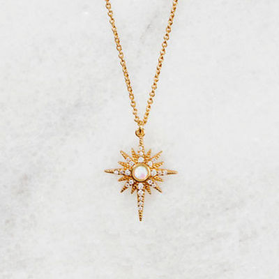Opal Gold Plated Starburst Pendant Necklace 925 Starburst Necklace Silver