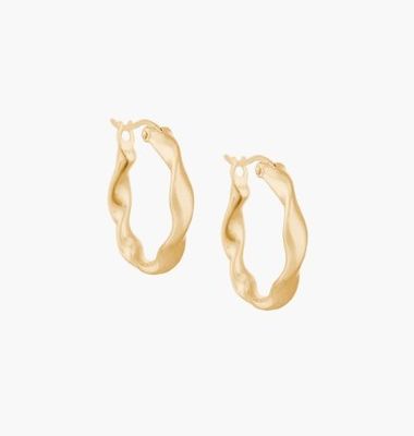 Custom Fashion Earrings Thick 18 Gold Plated Wave Stainless Steel Hoops