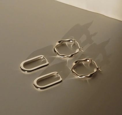 Custom Fashion Earrings Thick 18 Gold Plated Wave Stainless Steel Hoops
