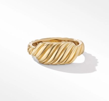 Customized Logo Gold Plated David Cable Wave Men's Stainless Steel Rings