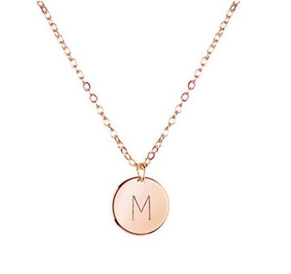 10mm Disc Stainless Steel Initial Pendant 45CM+5CM Stainless Steel Pendant Necklace