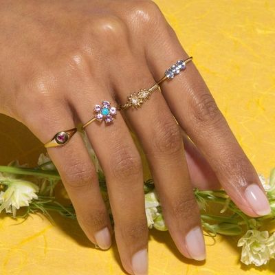 Fashion Gold Plated 925 Sterling Silver Daisy CZ Ring Women's Elegance Accessory