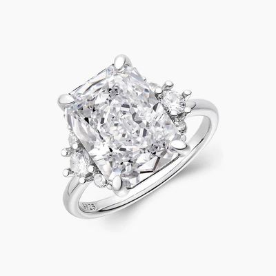 18K Gold Plated Main Stone CZ Vintage Wedding 925 Sterling Silver Ring for Girls