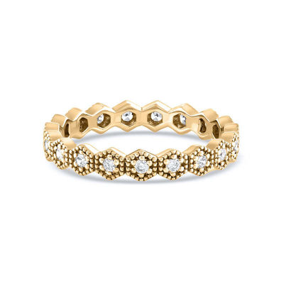 Trendy Eternity Geometric Shape Cubic Zirconia Stackable Ring Band for Women