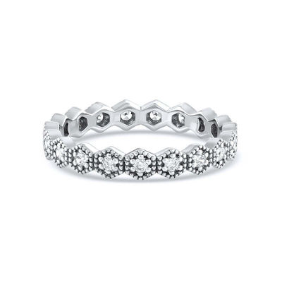 Trendy Eternity Geometric Shape Cubic Zirconia Stackable Ring Band for Women
