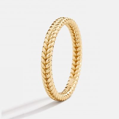 Fine Jewelry 18K Gold Plated 925 Sterling Silver Wheat Ring for Women
