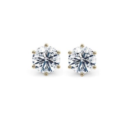 Six Claw White CZ Stud Earrings 925 Sterling Silver 18K Cubic Zirconia Stud Earrings