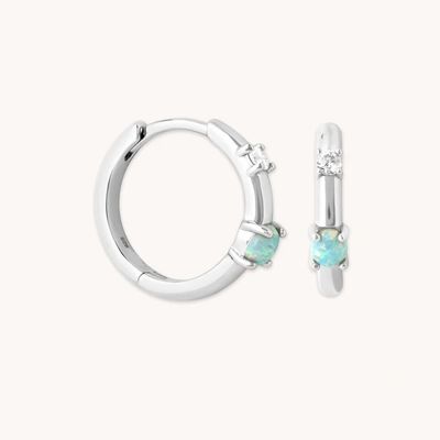Mystic 18K Gold Plated Opal Hoops 925 Sterling Silver Newest Huggies Fashion Earrings