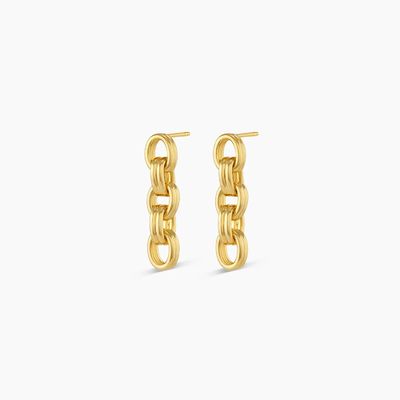 18K Gold Drop Dangle Chain Earrings Rhodium Plated Thick Chain Earrings
