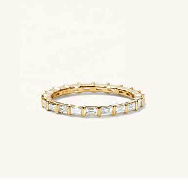 White CZ Ring 925 Sterling Silver Baguette Eternity Band Ring
