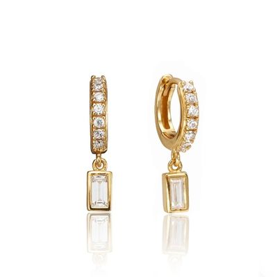 Gold Plated 925 Sterling Silver Dangle Earrings For Anniversary , Engagement