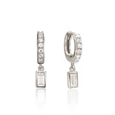 Gold Plated 925 Sterling Silver Dangle Earrings For Anniversary , Engagement