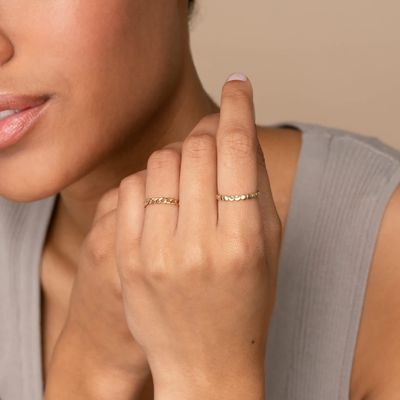 Stacking Dot Beaded 925 Sterling Silver Ring Customized Shape 925 Silver Ring