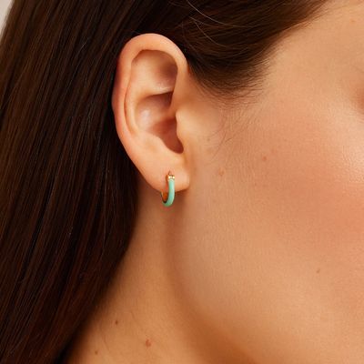 Colored 925 Sterling Silver Hoop Earrings 18K Gold Stacking Hoop Earrings