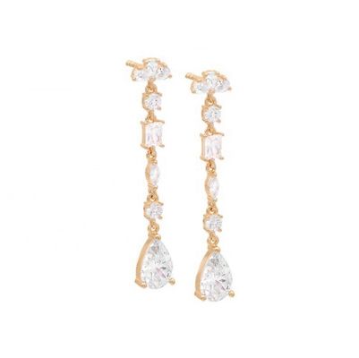Religious Inspiration S925 Sterling Silver Gemstone Drop Earrings in 18K Gold Plating