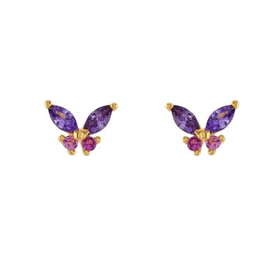 18K Gold Marquise Cut Turquoise CZ 925 Sterling Silver Butterfly Stud Earrings for Women