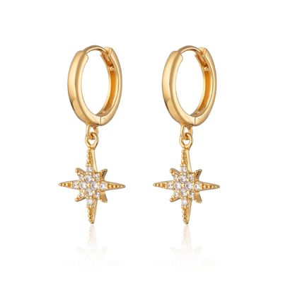 Luxury Starburst Gold Plated Hoop Earrings 925 Gold Plated Small Hoop Earrings