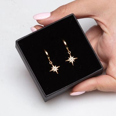 Luxury Starburst Gold Plated Hoop Earrings 925 Gold Plated Small Hoop Earrings
