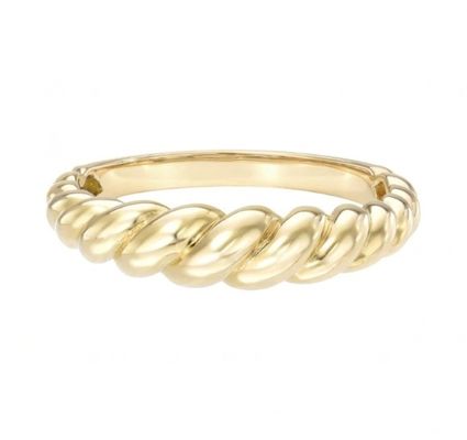 Stunning Baroque 14K Gold Gradient Twist 925 Sterling Silver Women's Ring Tarnish Free Jewelry
