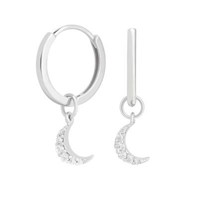 Dangle Moon Hoop Earrings 925 Silver for Women Brazilian Gold Plated 18K Custom Jewelry