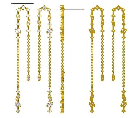 2024 Brazilian Gold Plating Drop Chain Earrings Women 925 Sterling Silver Earrings