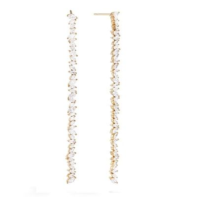 Jewelry Custom Other Earrings Type Long Silver Plating Earrings with Marquis CZ Stone