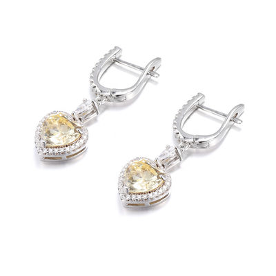 OEM Love Heart Diamond Earrings 925 Sterling Silver Love Heart Earrings
