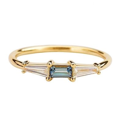 Fine Jewelry Three Stone Diamond Rings Customized for Women in 14K 18K Gold Plated