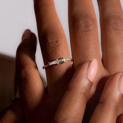 Fine Jewelry Three Stone Diamond Rings Customized for Women in 14K 18K Gold Plated
