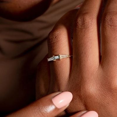 Fine Jewelry Three Stone Diamond Rings Customized for Women in 14K 18K Gold Plated
