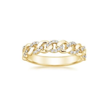 Micron Pave CZ 18K Gold Plated Stacking Chain Link 925 Sterling Silver Women's Rings