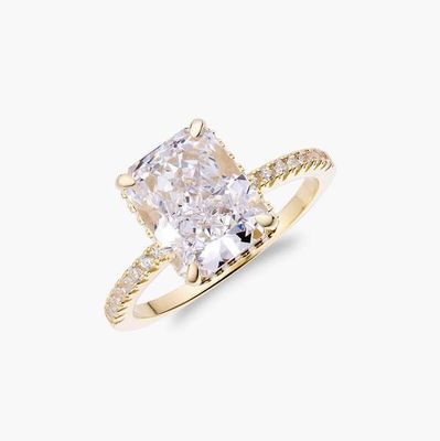 Silver Plated Baguette Blue Diamond 5A Ice Cut CZ Wedding Engagement Ring For Women 925 Sterling Silver