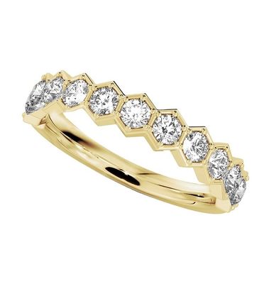US5-US11 Honeycomb Wedding Band Gold Plated 925 Sterling Silver Ring