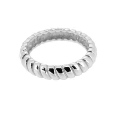 Width 6mm Silver Twist Engagement Ring 18K Gold Rhodium Color Twist Silver Ring