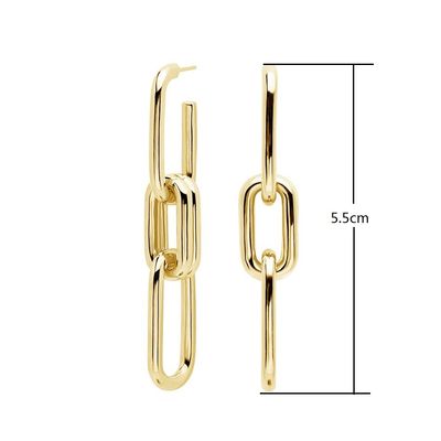 Gold Plated Silver Customized Logo Long Chain Drop Earrings For Women'S Shopping