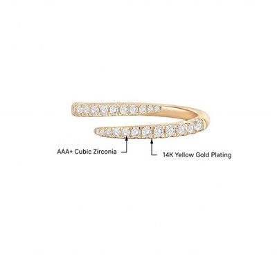 14K Gold Plated Cubic Zirconia Open Twist Eternity Band Ring ECO Friendly