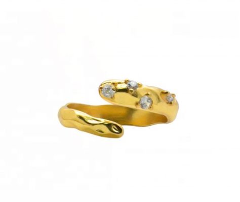 Size 4-10 CZ Stone Ring 18K Gold Open Snake 925 Sterling Silver Animal Rings