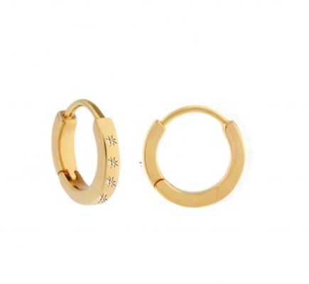 Stylish EARRINGS 14K Gold Vermeil Star Set Diamond Hugging Hoops For Effortless Style
