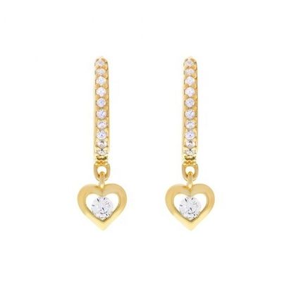 Gold Plated Mini Dangle Heart CZ Huggie Earrings Add a Touch of Glamour to Your Look