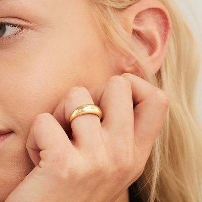Eternity Band Rings Brazilian 18K Gold Jewelry Star 925 Sterling Silver Dome Women's Ring