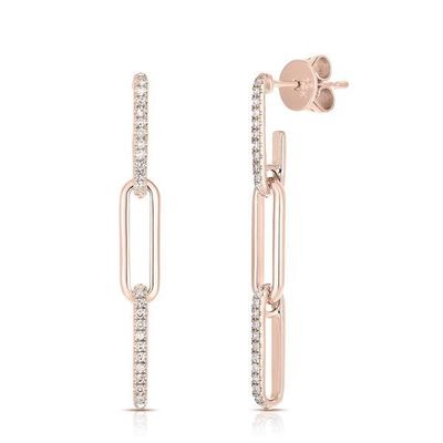 Retro Paperclip Rectangle Chain Earrings in 925 Sterling Silver for Ladies' Night