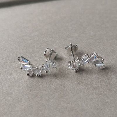 Zirconia Ear Studs for Women's Vermeil Jewelry Iced Out Earrings