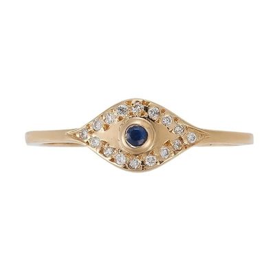 925 Sterling Silver Evil Eye Diamond Band Ring with Silver Plating Classic Style