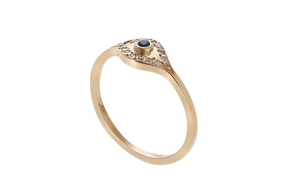 925 Sterling Silver Evil Eye Diamond Band Ring with Silver Plating Classic Style