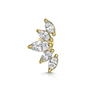 Plating Gold Rhodium Stud Earrings White CZ for Women Daily Wear Style
