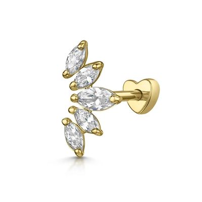 Plating Gold Rhodium Stud Earrings White CZ for Women Daily Wear Style