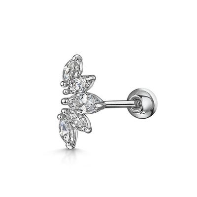 Plating Gold Rhodium Stud Earrings White CZ for Women Daily Wear Style